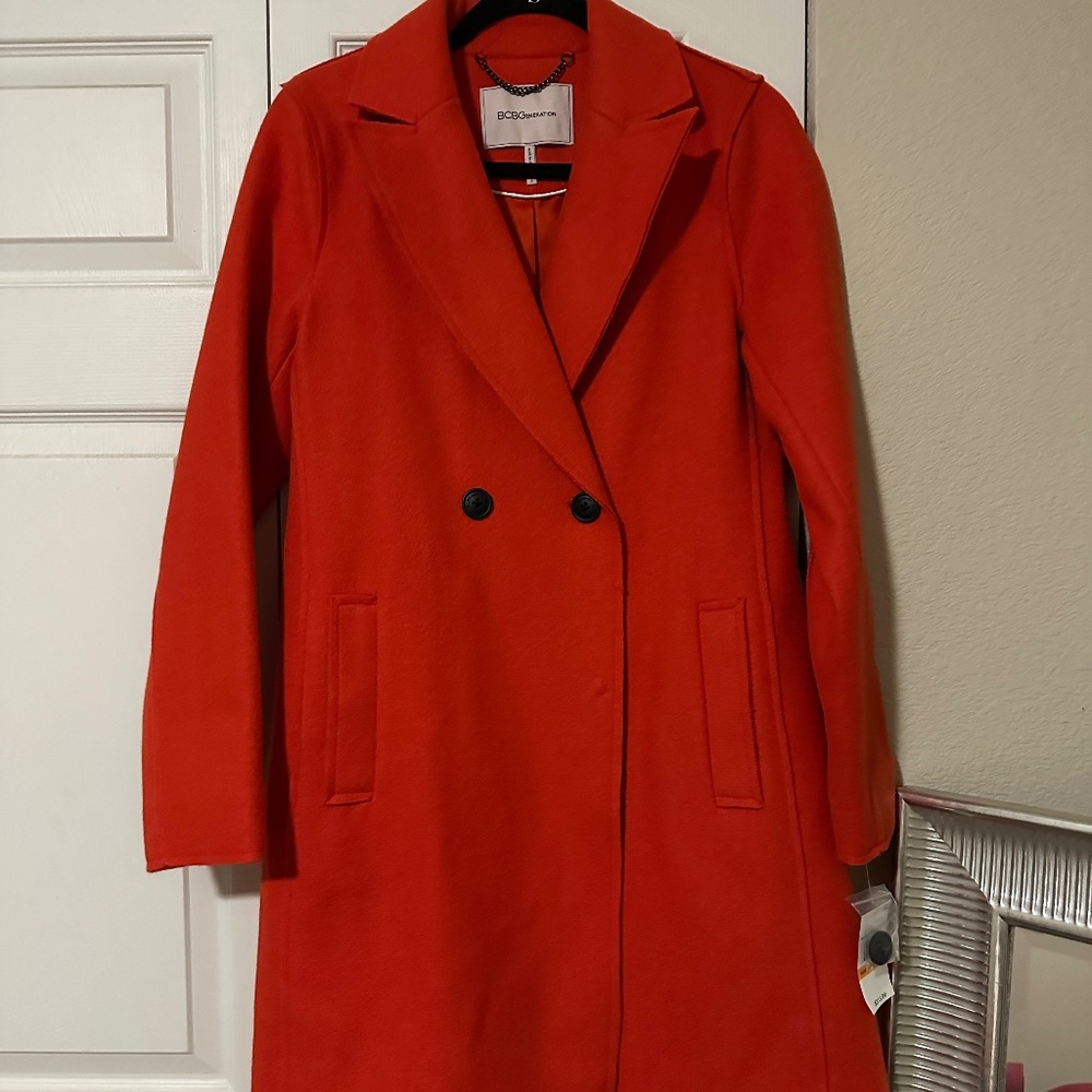 NEW BCBGeneration Bright Orange Double Breasted C… - image 3